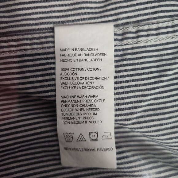 Izod Mens Stripe 3XLT Blue and White Stripe 100%Cotton Button Down Long Sleeve - Picture 6 of 7